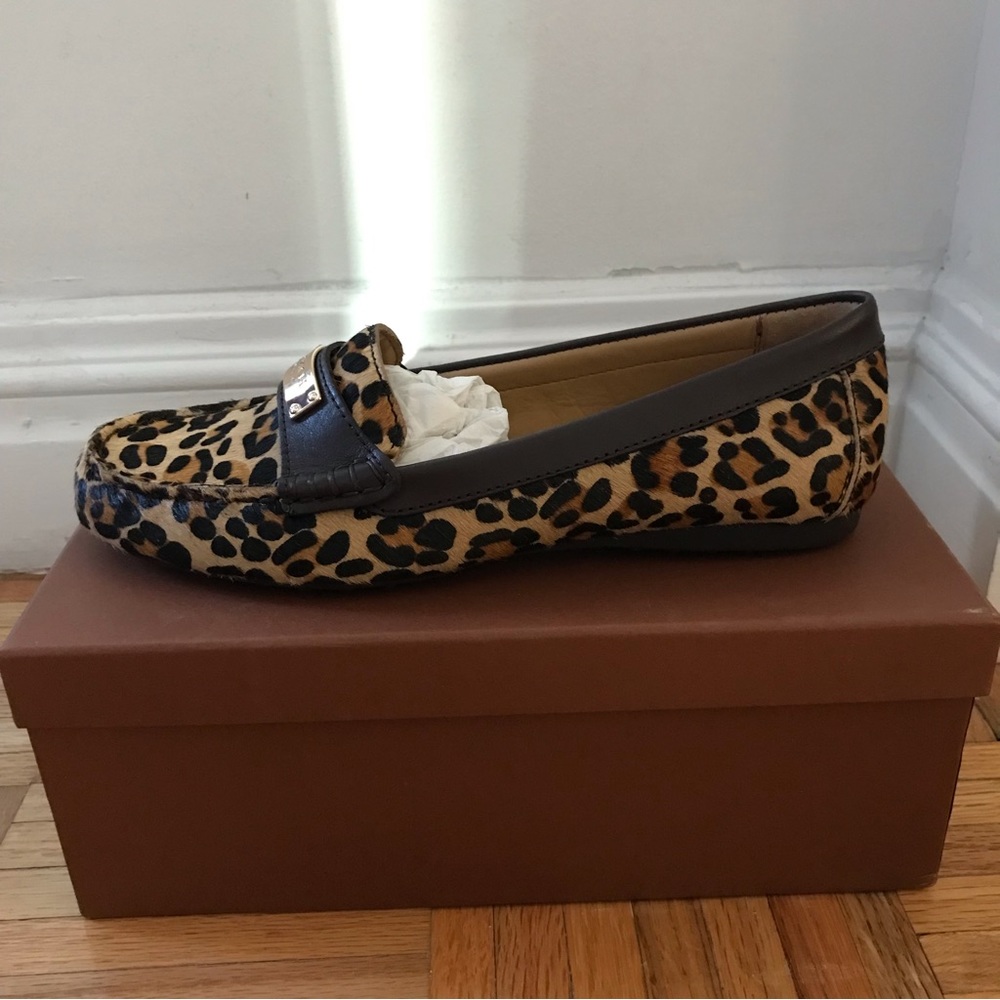 Coach Leopard Print Calf Hair Loafers in Brown and Black - Picture 10 of 16